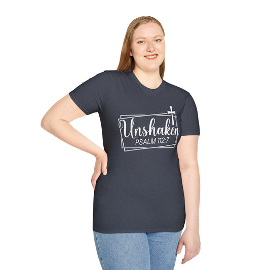 Unshaken Psalm 112:7 Bible Verse T-Shirt
