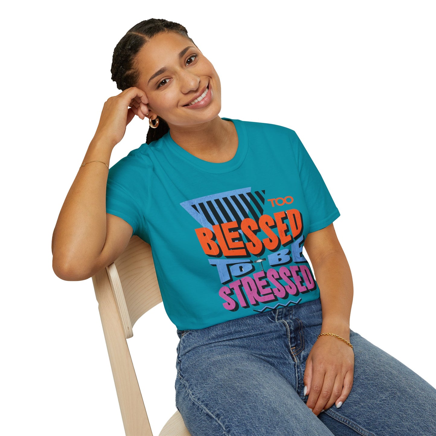 Too Blessed to Be Stressed - Retro 90s Design T-Shirt