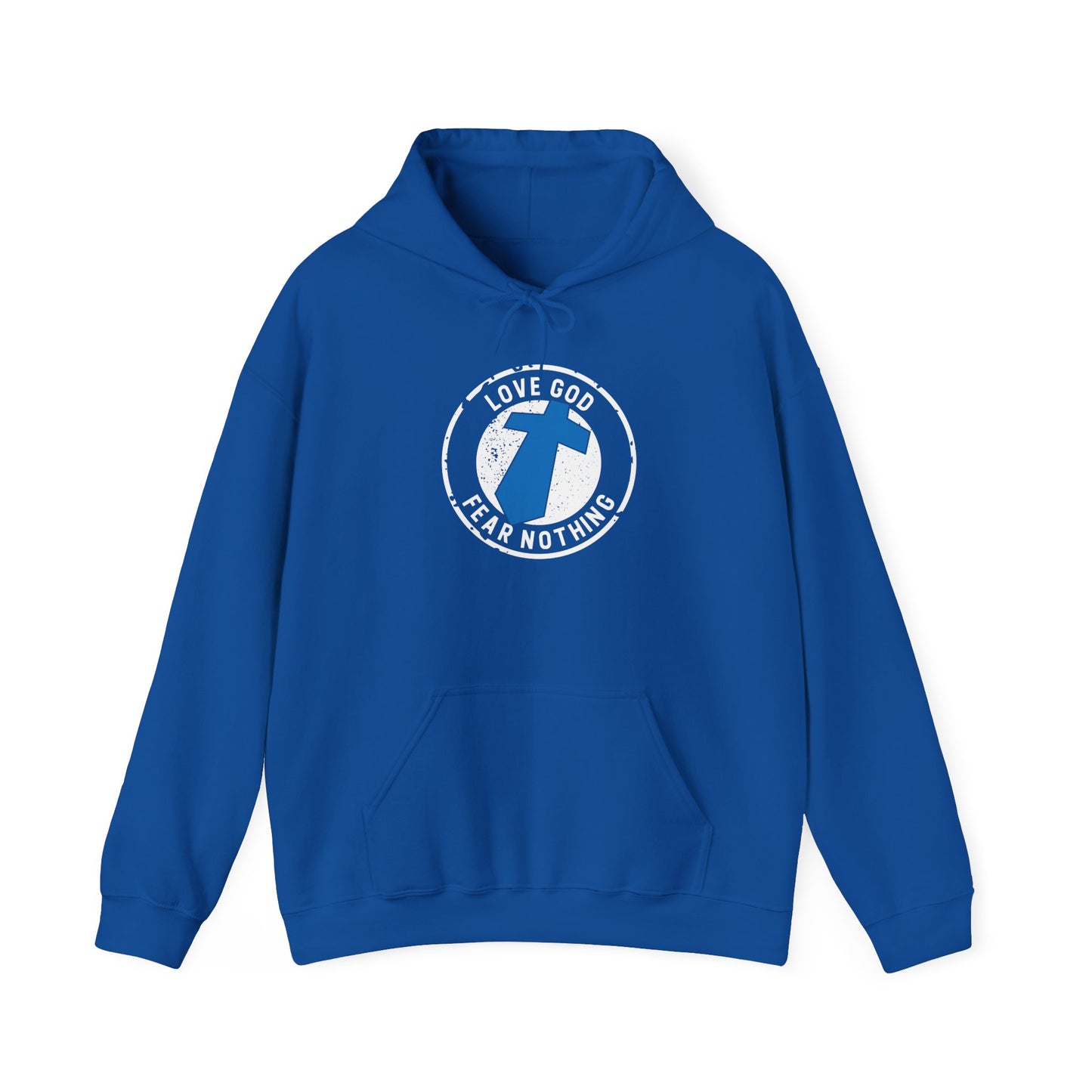 Christian Cross Hoodie — "Love God Fear Nothing" Inspirational Faith Sweatshirt