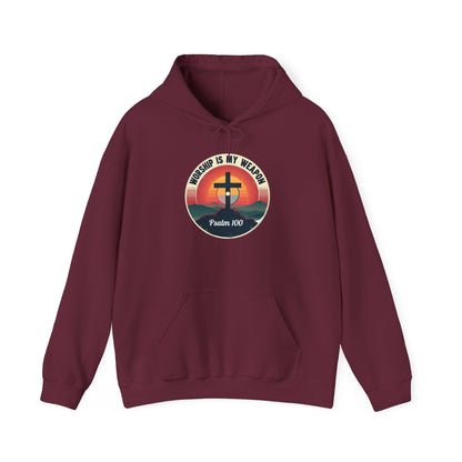 Worship Is My Weapon Psalm 100 — Retro Christian Hoodie