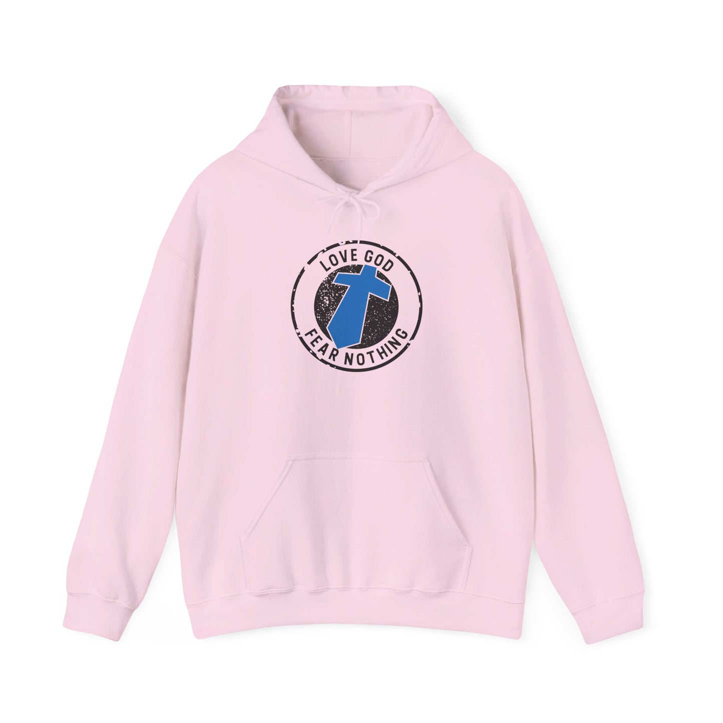 Christian Cross Hoodie — "Love God Fear Nothing" Inspirational Faith Sweatshirt