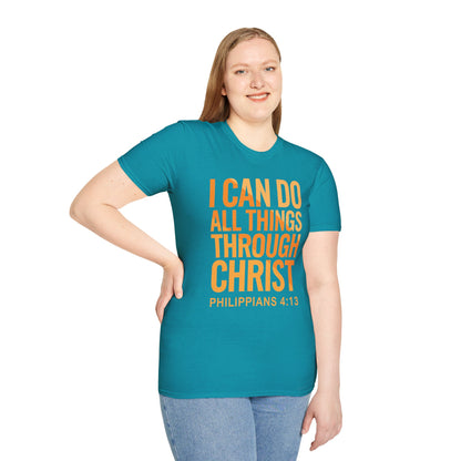 I Can Do All Things Through Christ - Phil. 4:13 Bible Verse T-Shirt