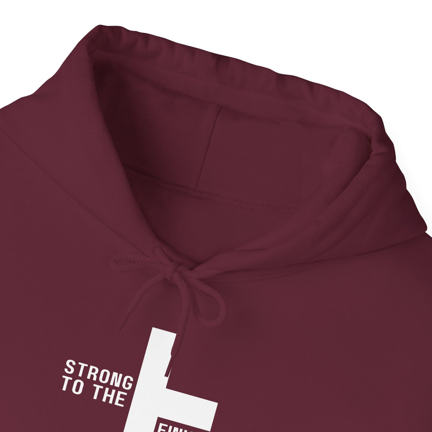 Christian Hoodie — "Strong To The Finish" Cross Design (2 Timothy 4:7)