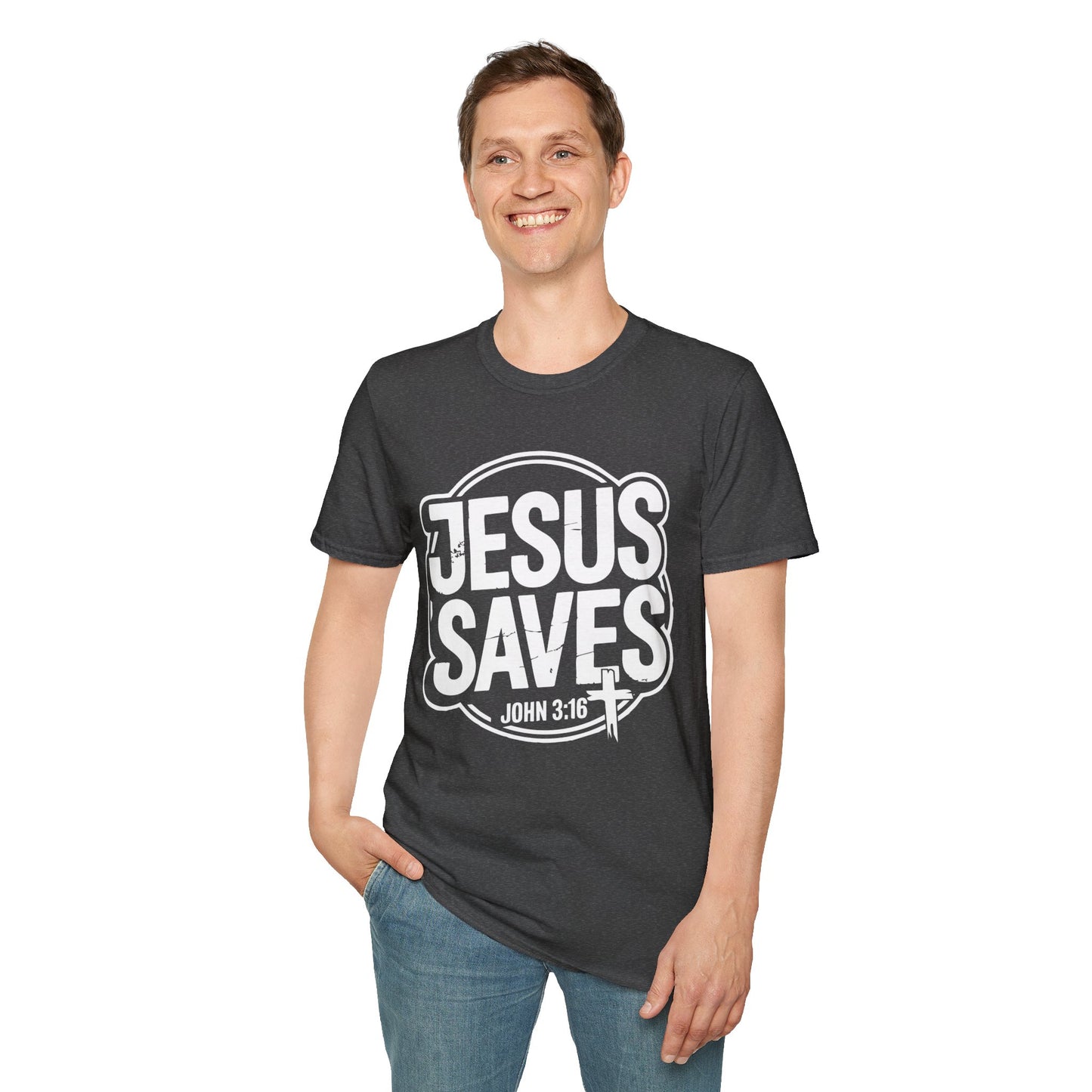 Jesus Saves John 3:16 Distressed T-Shirt
