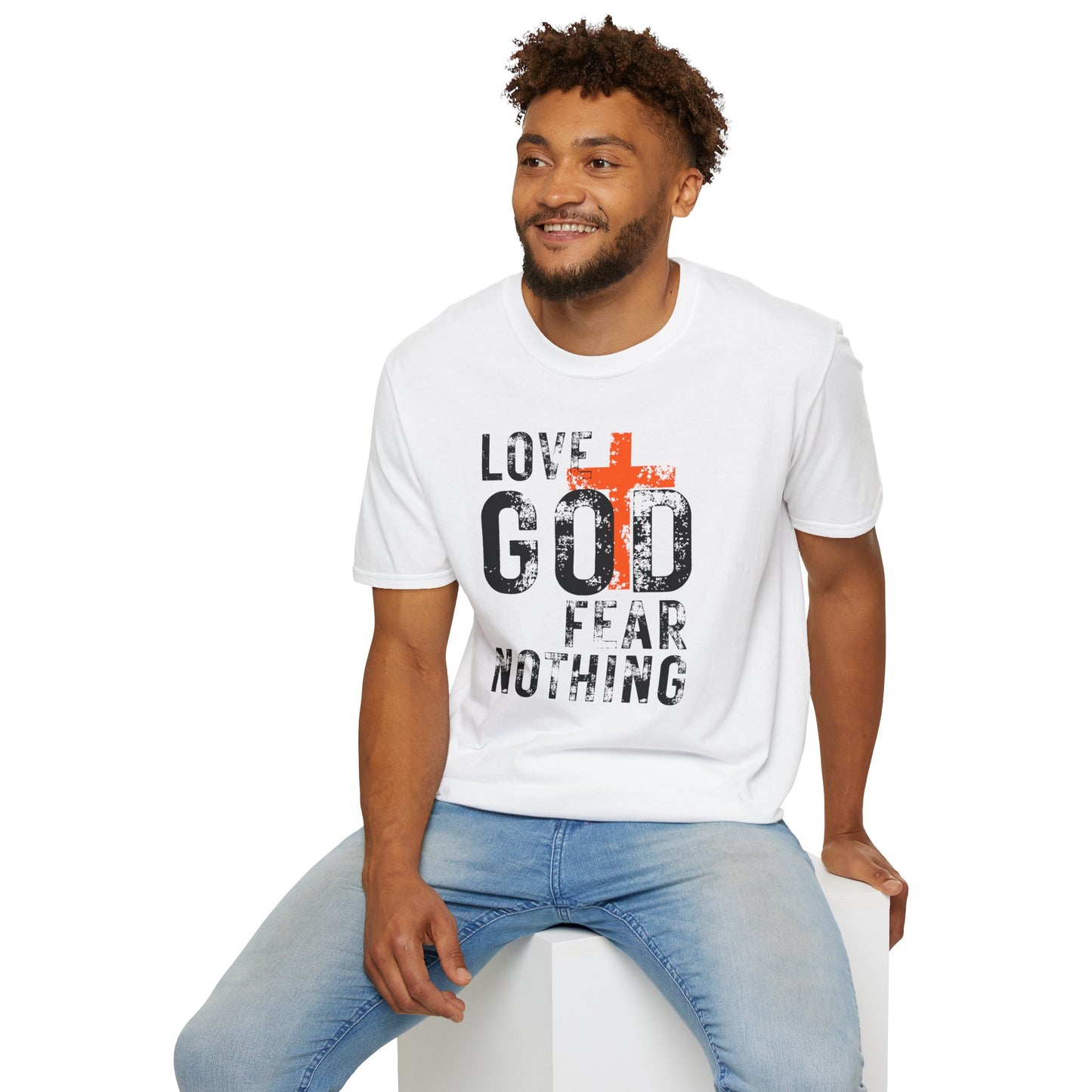 Love God Fear Nothing Distressed Design T-Shirt