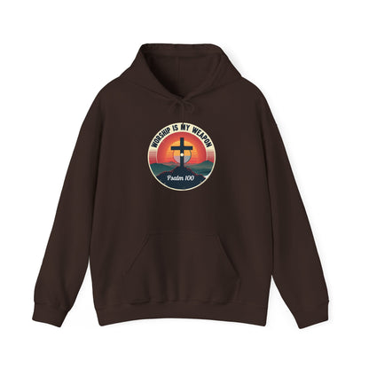 Worship Is My Weapon Psalm 100 — Retro Christian Hoodie
