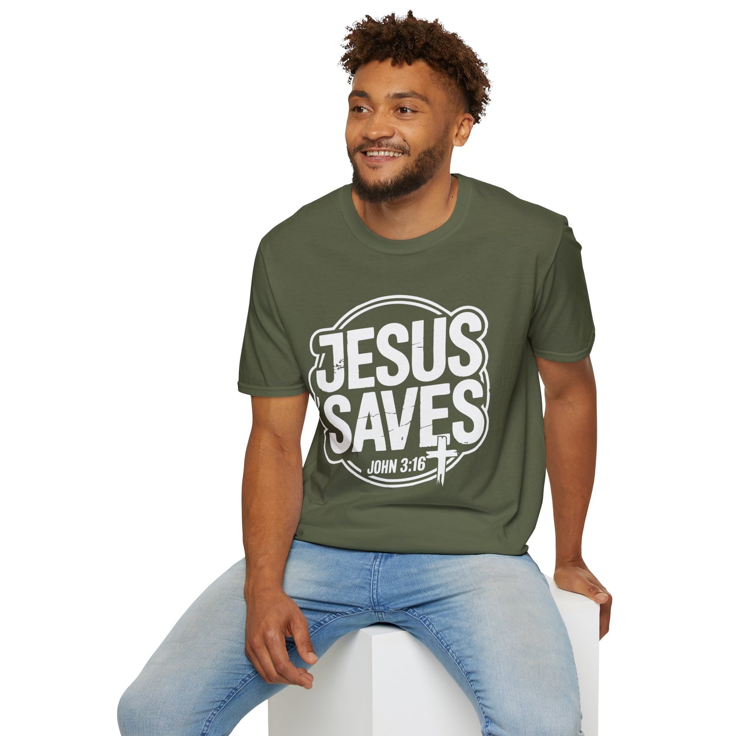 Jesus Saves John 3:16 Distressed T-Shirt