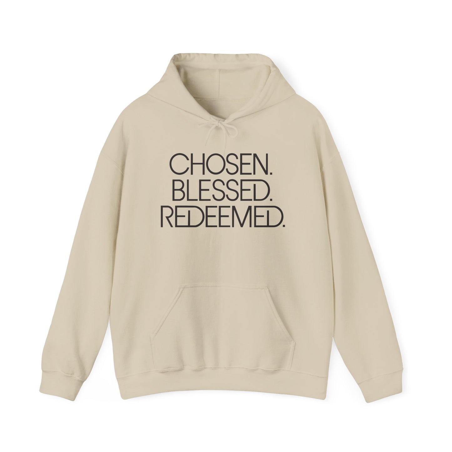 Chosen. Blessed. Redeemed. — Christian Hoodie