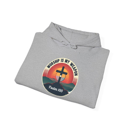 Worship Is My Weapon Psalm 100 — Retro Christian Hoodie