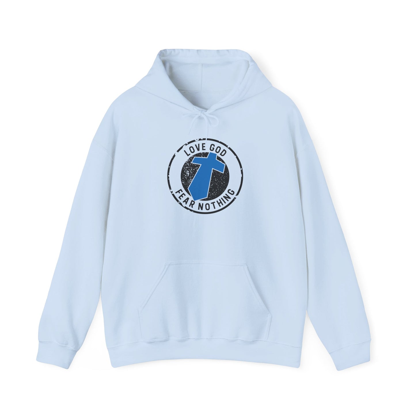 Christian Cross Hoodie — "Love God Fear Nothing" Inspirational Faith Sweatshirt