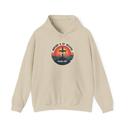 Worship Is My Weapon Psalm 100 — Retro Christian Hoodie