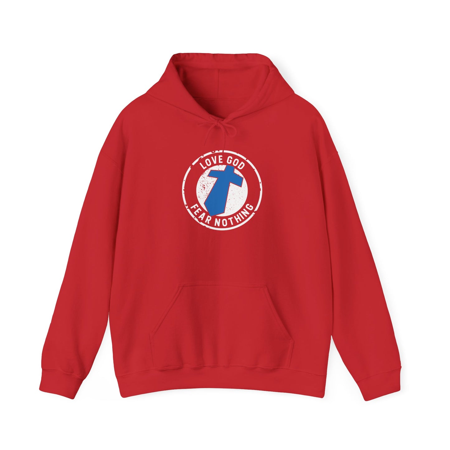 Christian Cross Hoodie — "Love God Fear Nothing" Inspirational Faith Sweatshirt