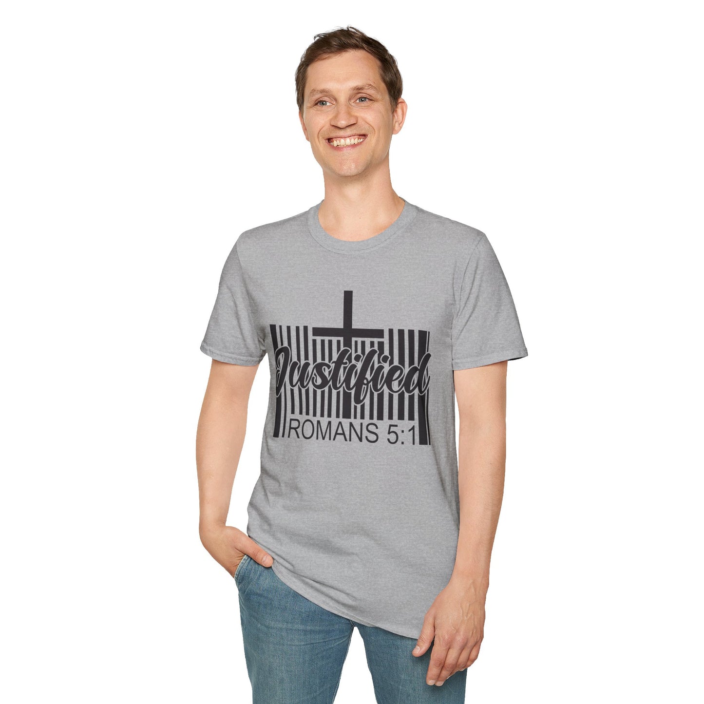 Justified - Romans 5:1 Bible Verse T-Shirt