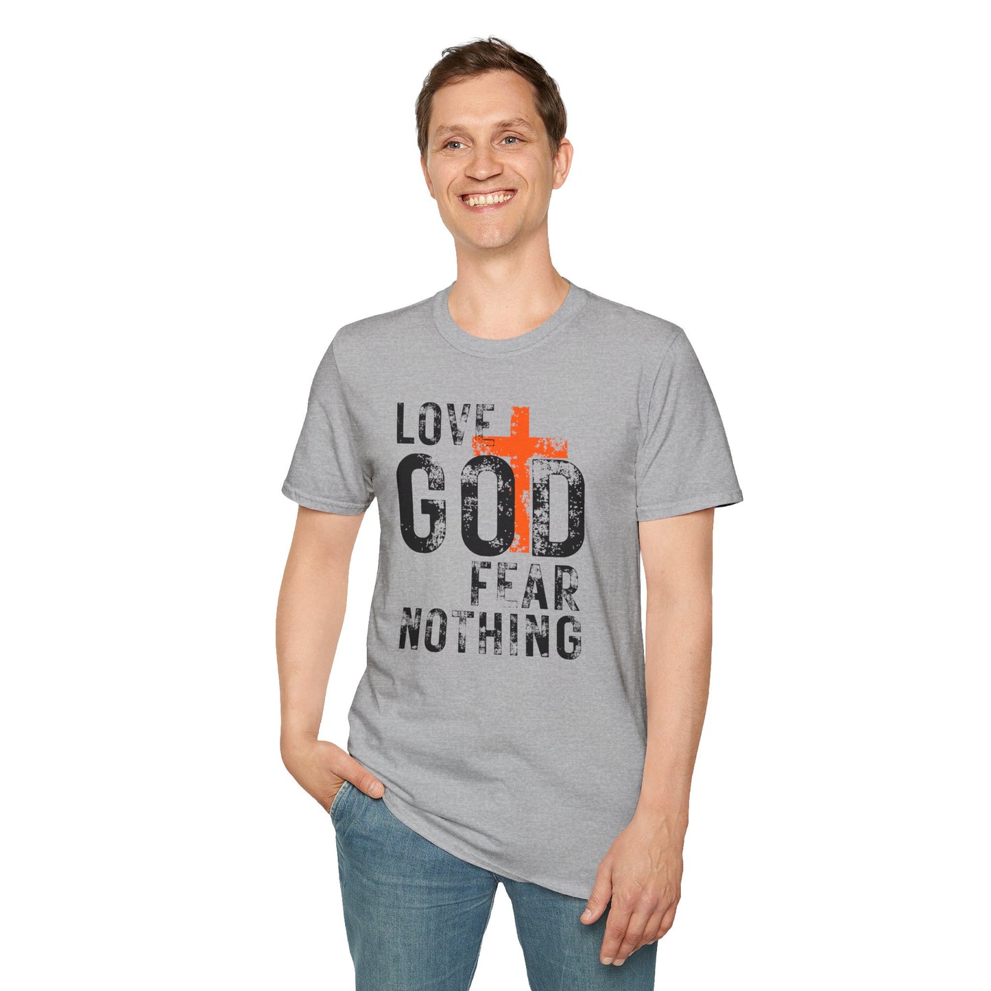 Love God Fear Nothing Distressed Design T-Shirt