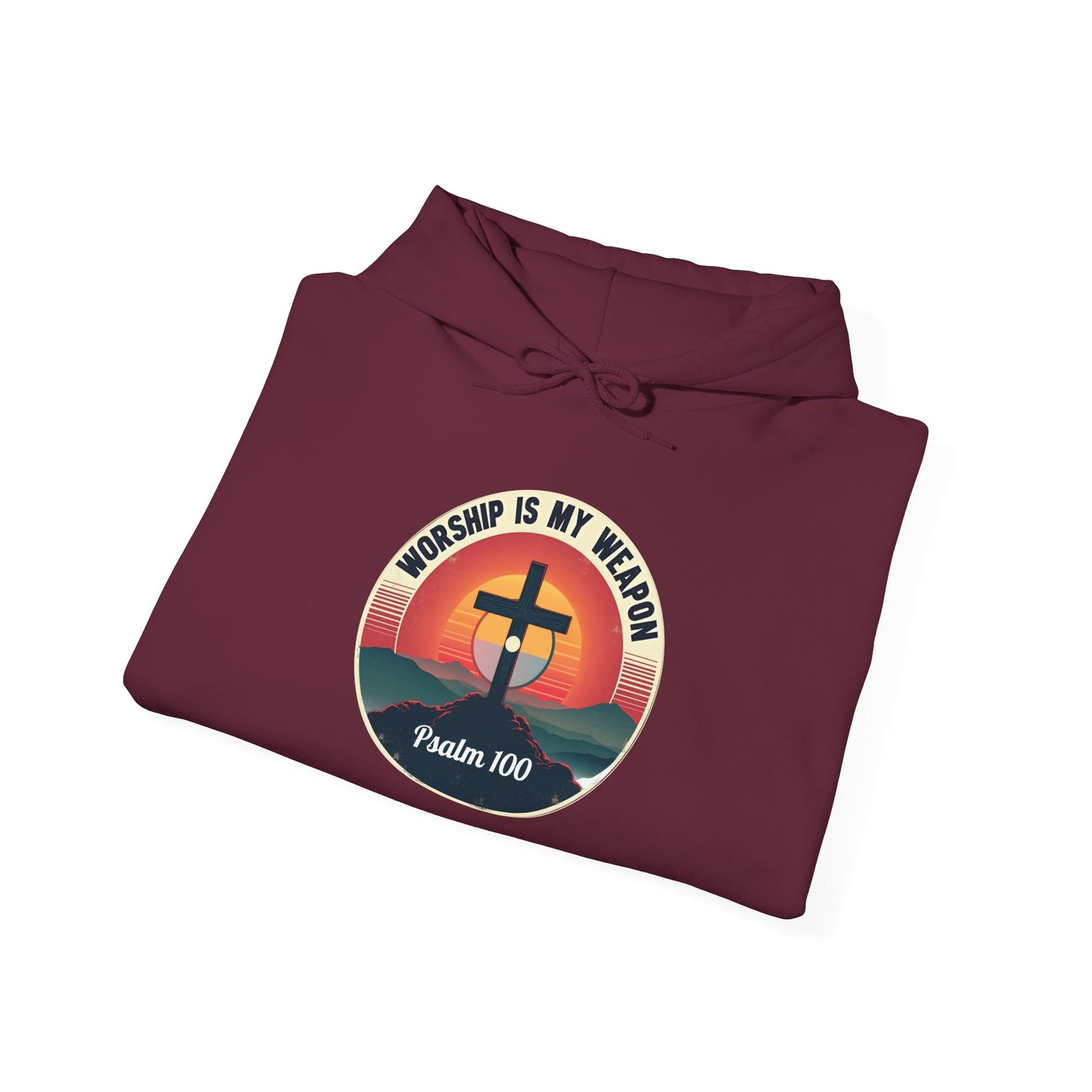 Worship Is My Weapon Psalm 100 — Retro Christian Hoodie