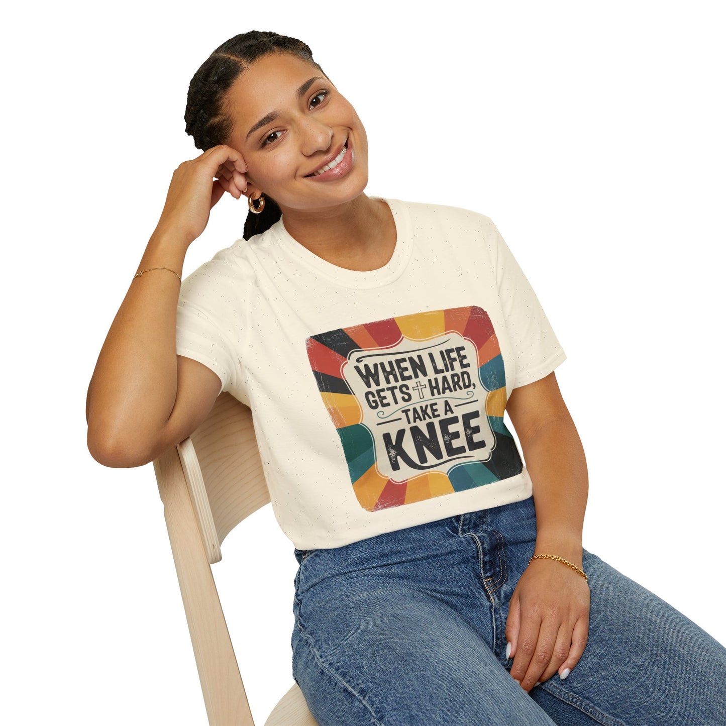 When Life Gets Hard, Take a Knee Retro Design T-Shirt