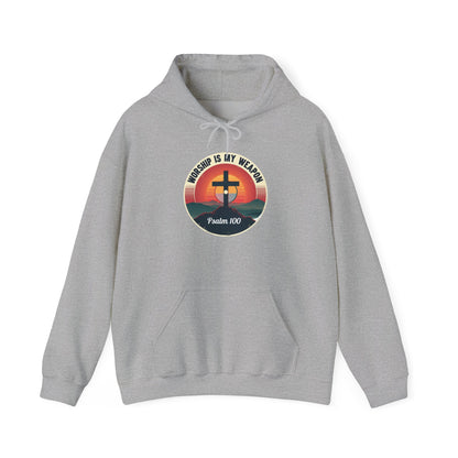 Worship Is My Weapon Psalm 100 — Retro Christian Hoodie