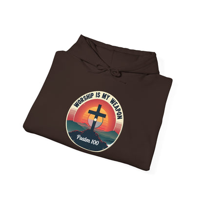 Worship Is My Weapon Psalm 100 — Retro Christian Hoodie
