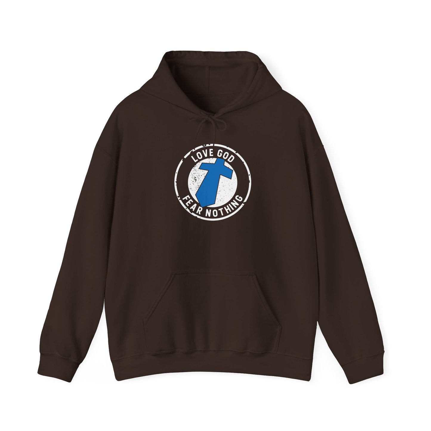 Christian Cross Hoodie — "Love God Fear Nothing" Inspirational Faith Sweatshirt
