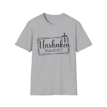 Unshaken Psalm 112:7 Bible Verse T-Shirt