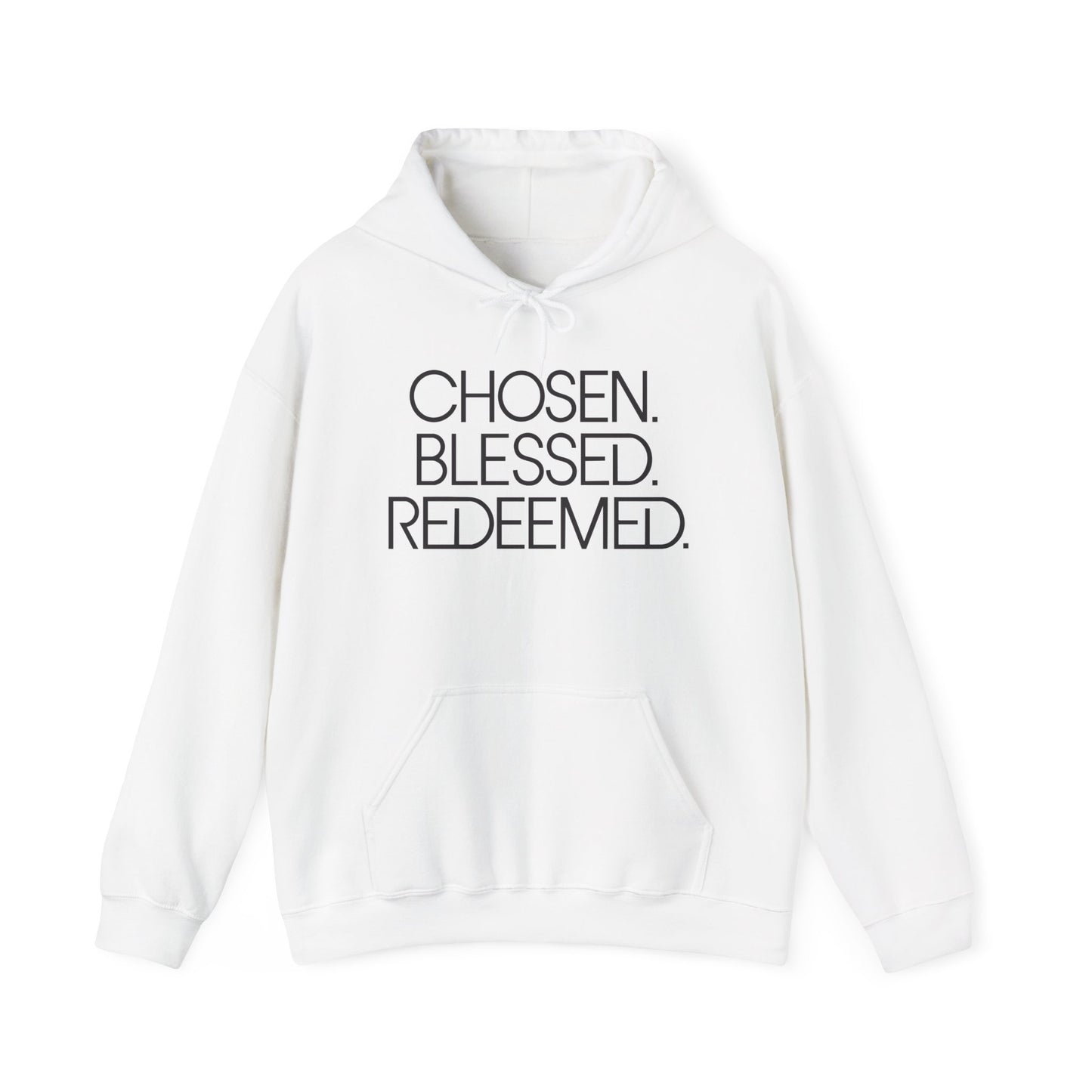Chosen. Blessed. Redeemed. — Christian Hoodie