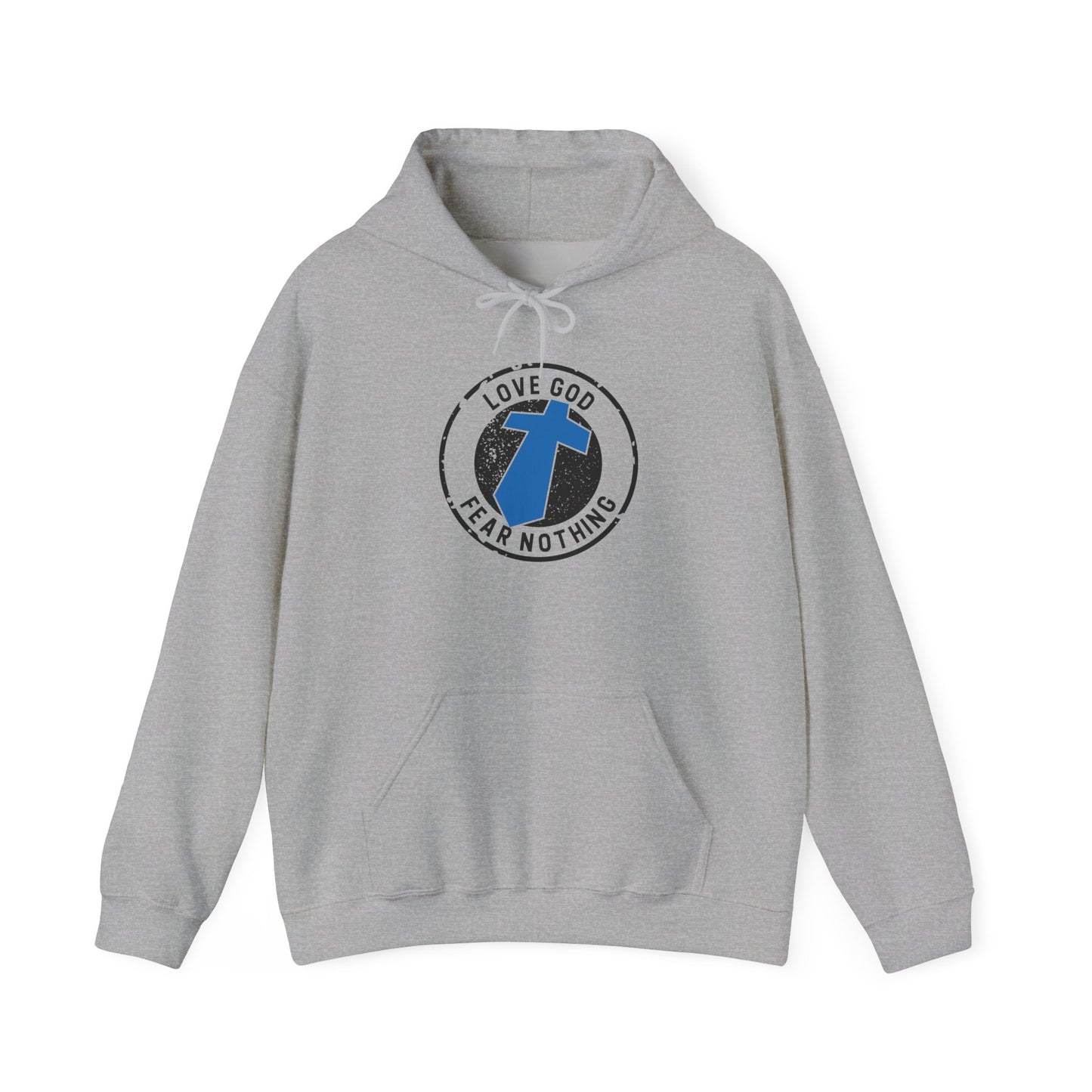 Christian Cross Hoodie — "Love God Fear Nothing" Inspirational Faith Sweatshirt
