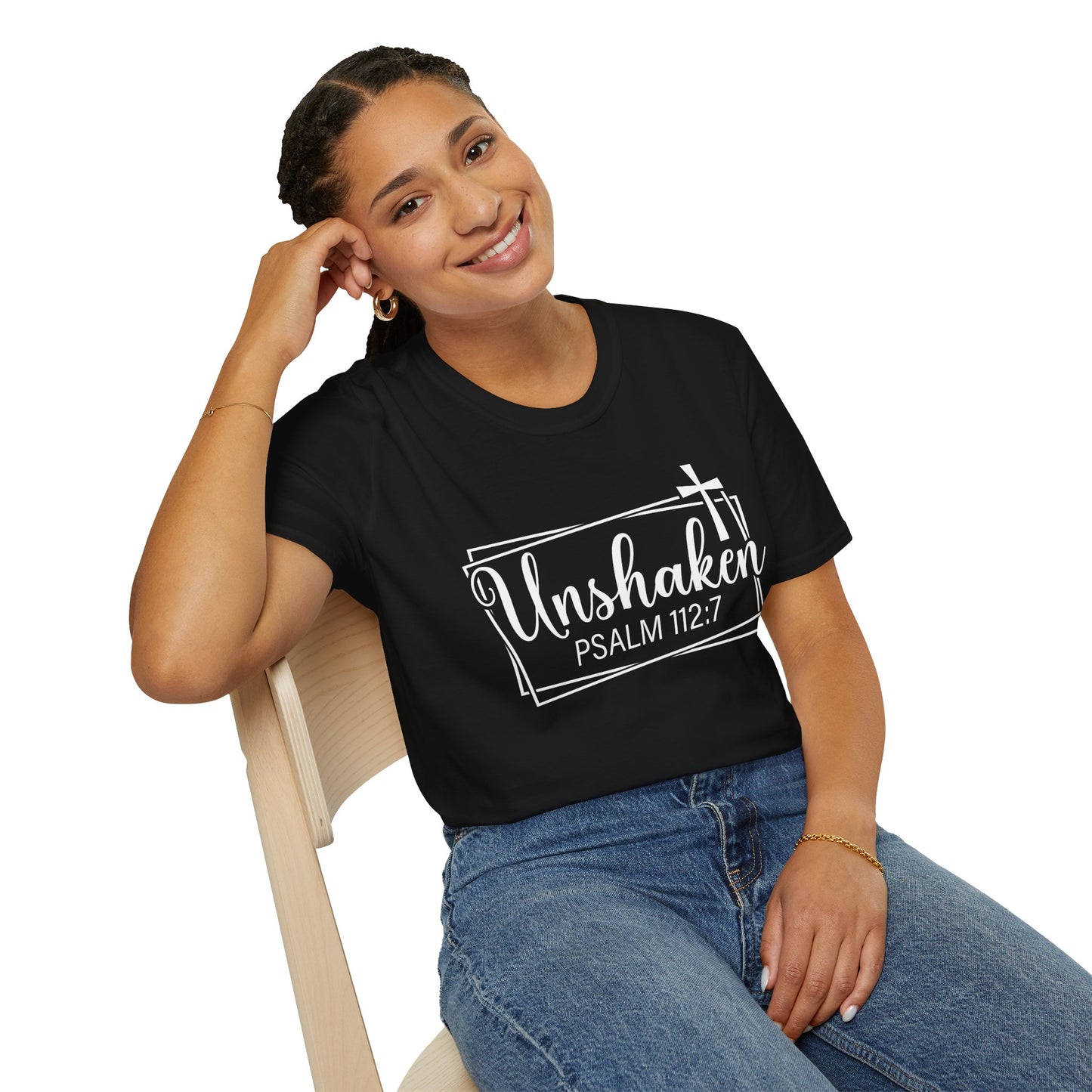 Unshaken Psalm 112:7 Bible Verse T-Shirt