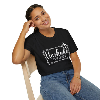 Unshaken Psalm 112:7 Bible Verse T-Shirt
