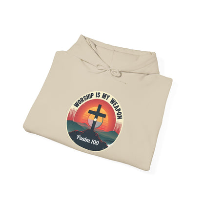 Worship Is My Weapon Psalm 100 — Retro Christian Hoodie