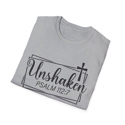 Unshaken Psalm 112:7 Bible Verse T-Shirt
