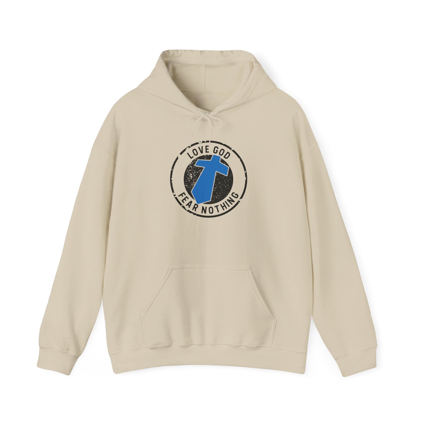 Christian Cross Hoodie — "Love God Fear Nothing" Inspirational Faith Sweatshirt