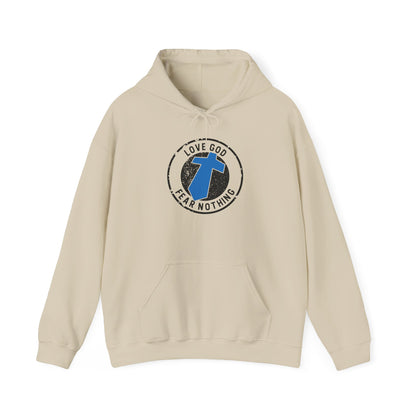 Christian Cross Hoodie — "Love God Fear Nothing" Inspirational Faith Sweatshirt