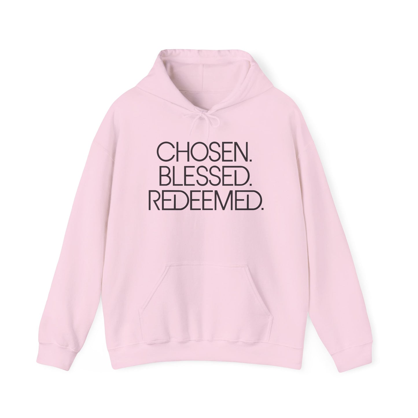 Chosen. Blessed. Redeemed. — Christian Hoodie