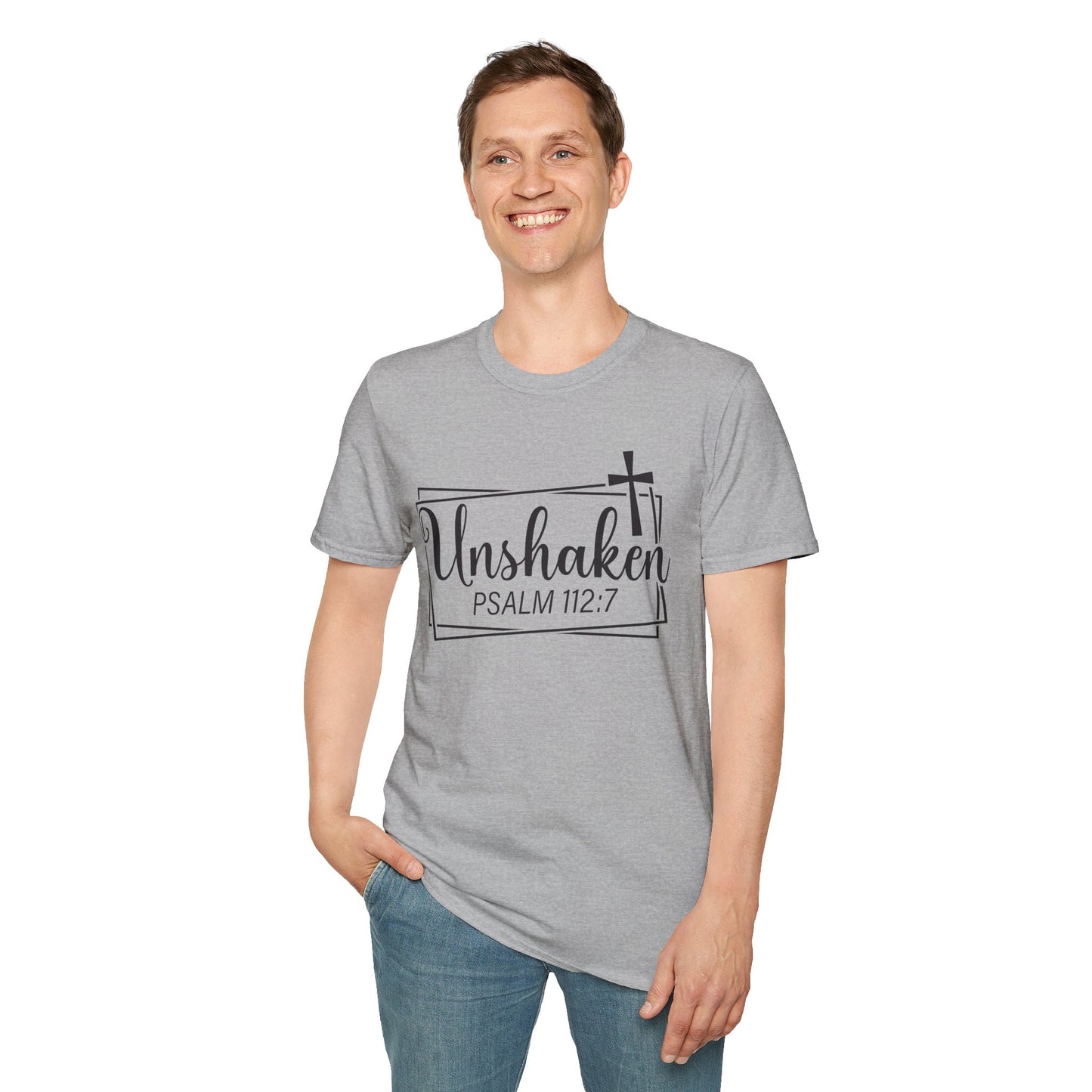 Unshaken Psalm 112:7 Bible Verse T-Shirt