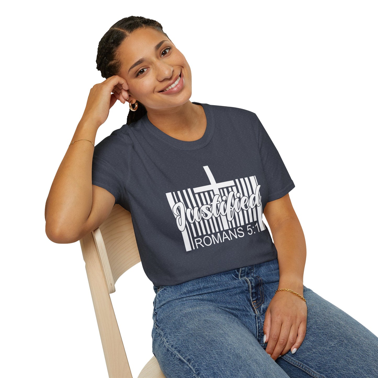 Justified - Romans 5:1 Bible Verse T-Shirt