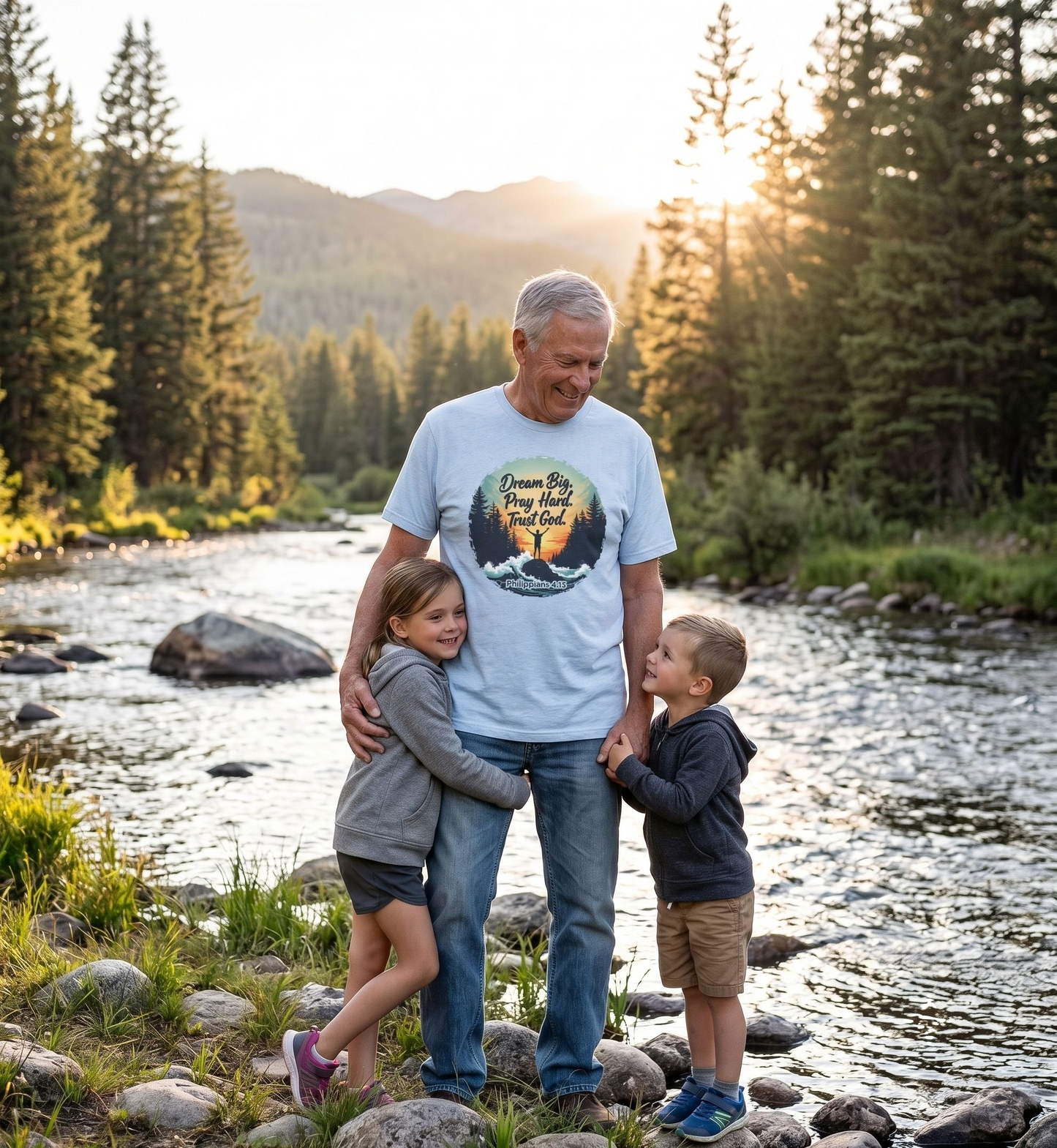 Dream Big, Pray Hard, Trust God - Philippians 4:13 Bible Verse T-Shirt